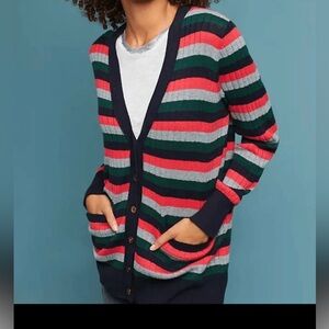 Anthropologie  Moth Jamison Striped Cardigan Sweater large